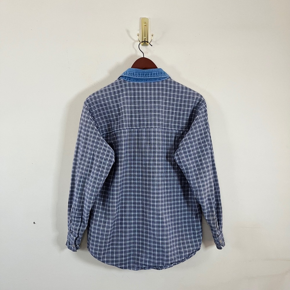 Vintage Basic Editions Plaid Button Up Denim Coll… - image 5